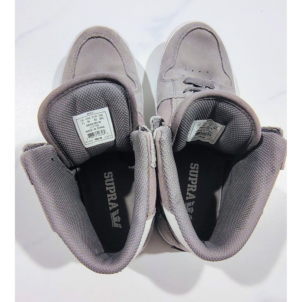 Supra Mens Vaider Skate Shoes Sneakers High Top Gray Suede Canvas 8.5 - Picture 6 of 11
